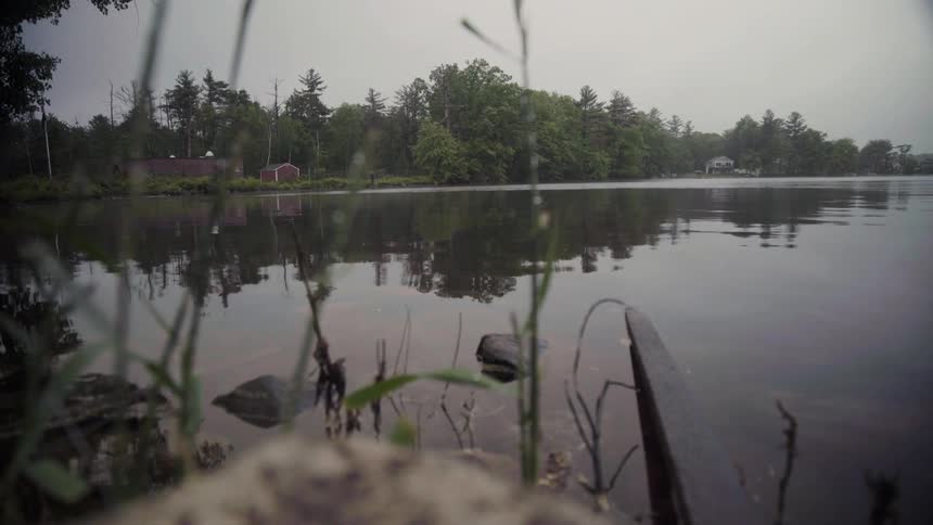 Lake ripples on a foggy day