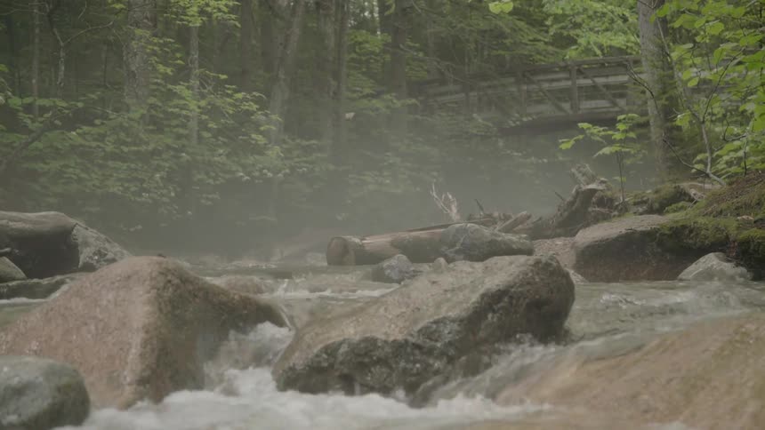 A river flows over rocks