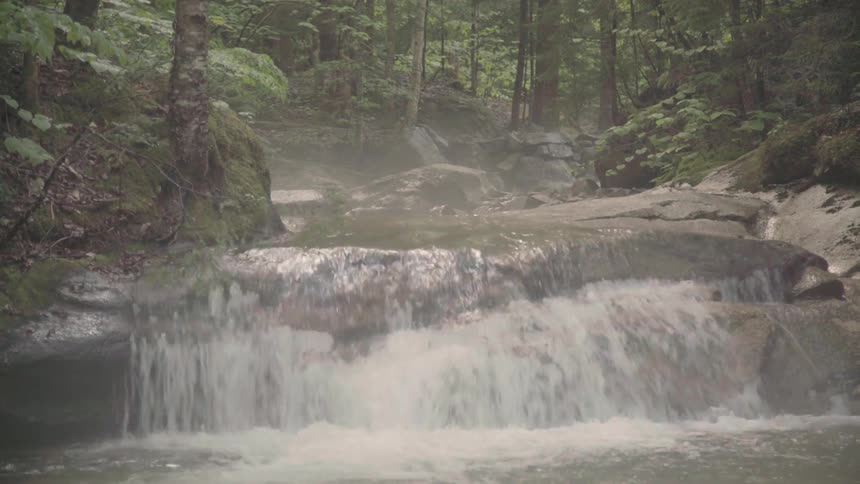 Water flows rapidly down a stream
