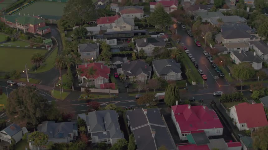 Houses cover the neighborhood
