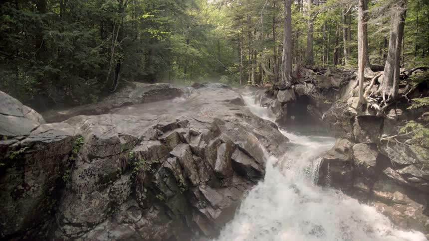 Water flowing over rocky terrain