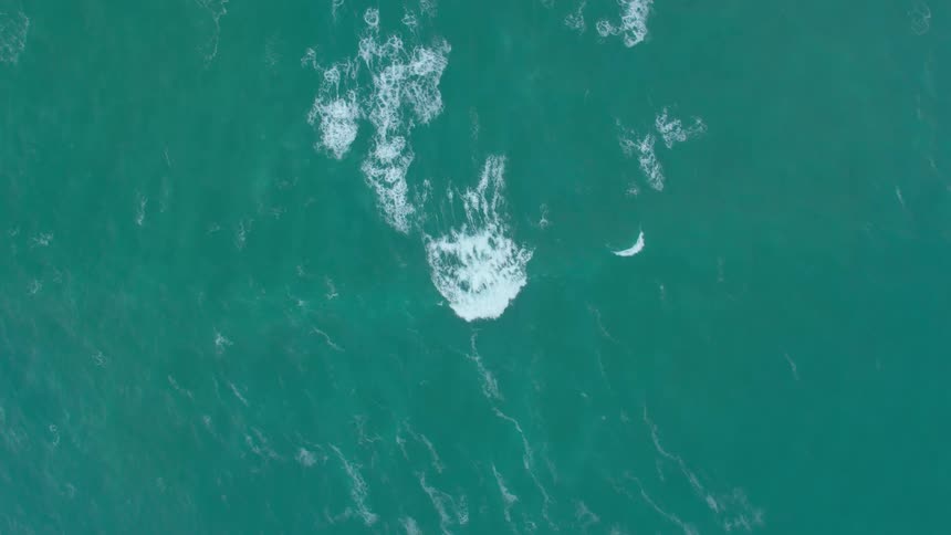 A wave crests and rolls toward the shore during the day