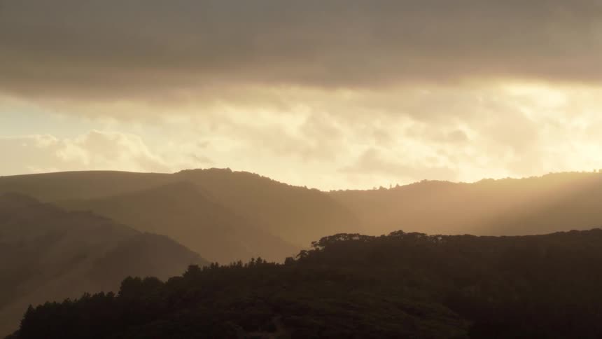 The sun shines above a hill