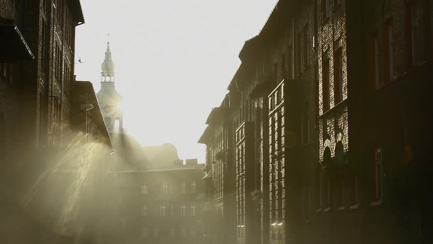 A city on a sunny morning