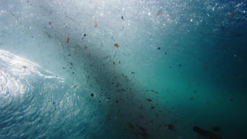 Debris is thrown about underwater