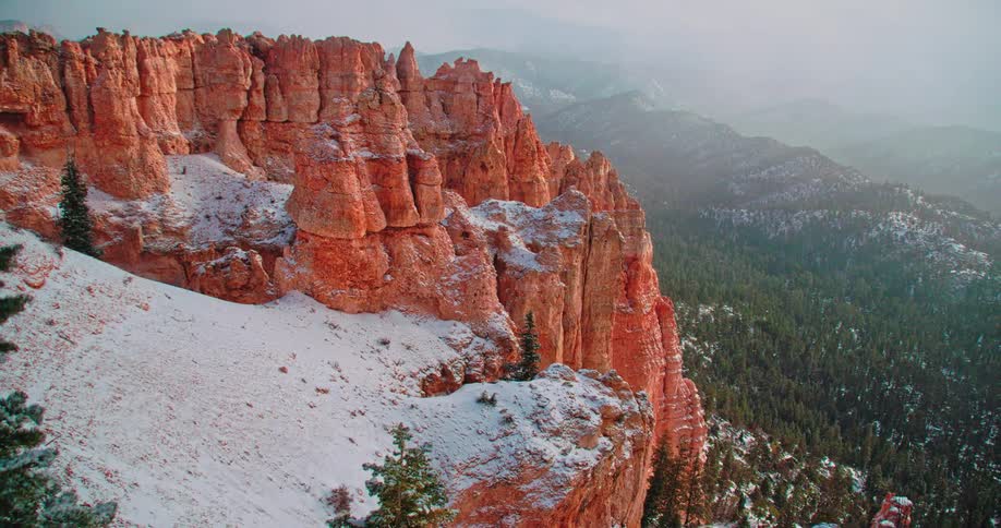 Snow covered rocky mountains