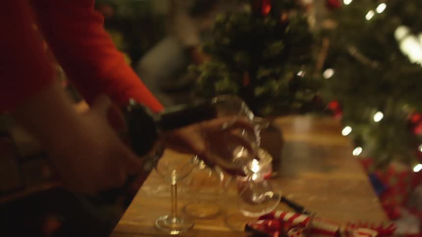 Wine is poured into a glass
