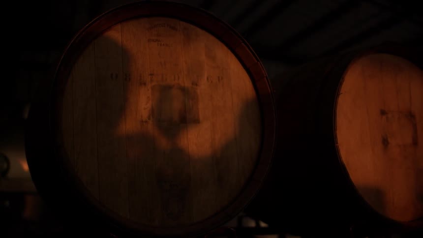 A person's shadow shows them mixing liquid in a wine glass