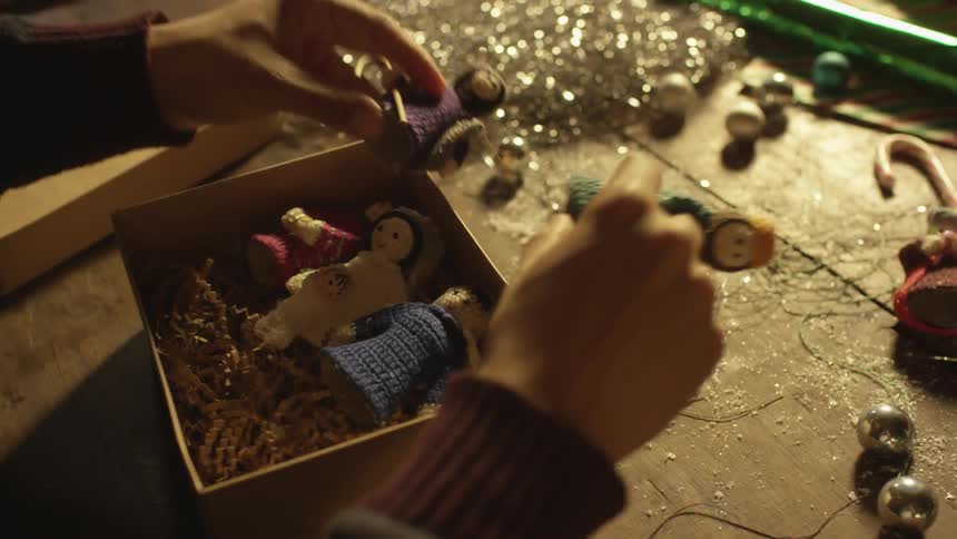 Christmas ornaments and place securely in a box