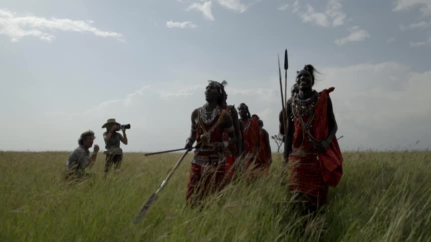 A group of maasai sing and chant together