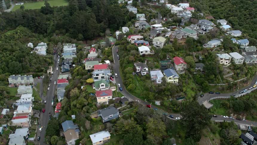 Houses cover the neighborhood landscape