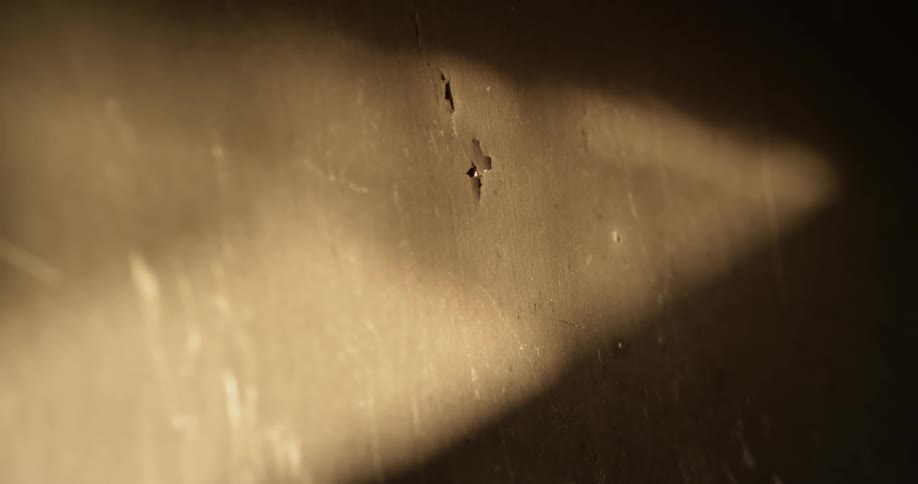 The wall in the dark hall has a couple of holes in it