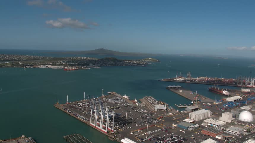 An inlet with shipyards on either side