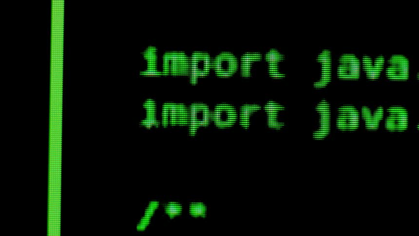 Text flashes on a computer screen