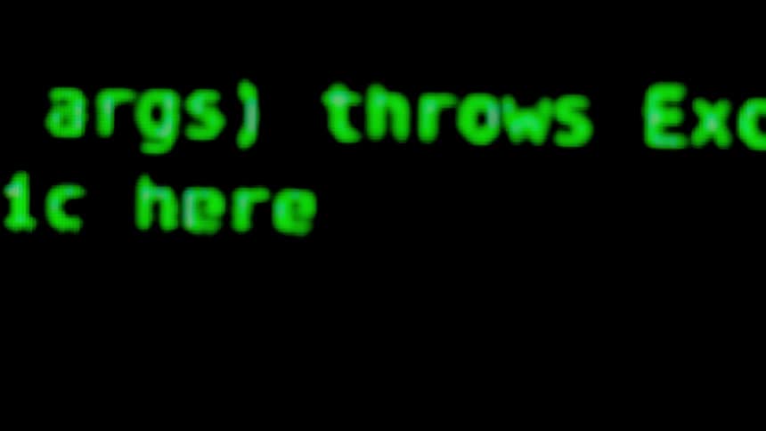 Green text flashes on a screen