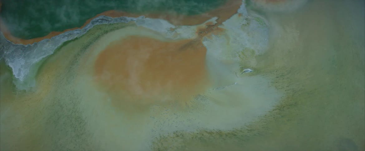 Steam rises from hot springs