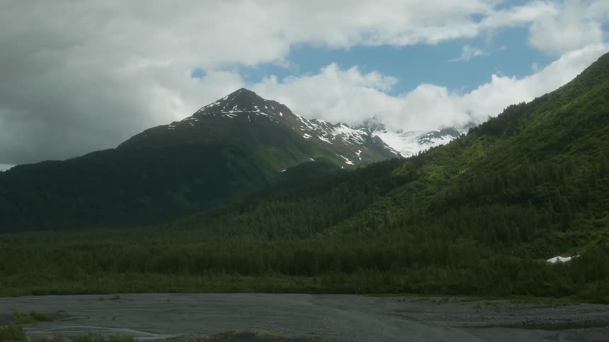 A river at the base of mountains