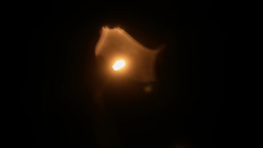 Streetlights pass overhead at night