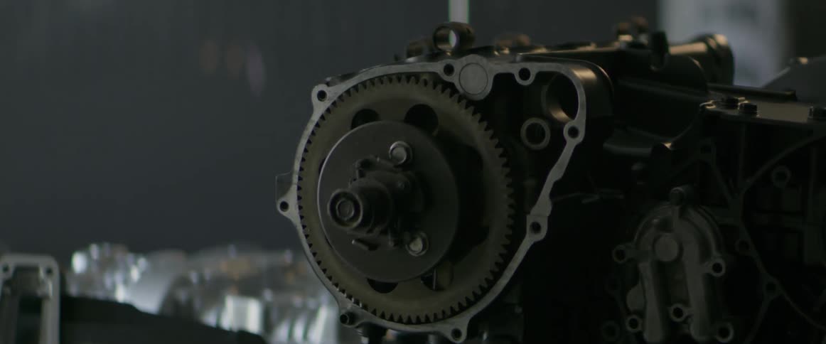 Light shines over the engine block