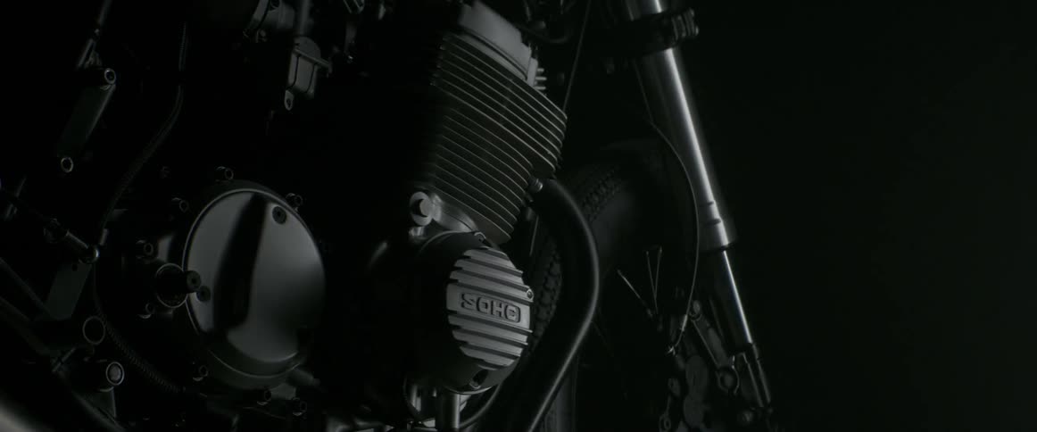 Light shines on a motorcycle