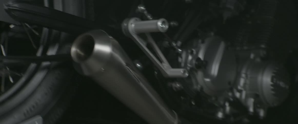 The running motorcycle is shaking fast