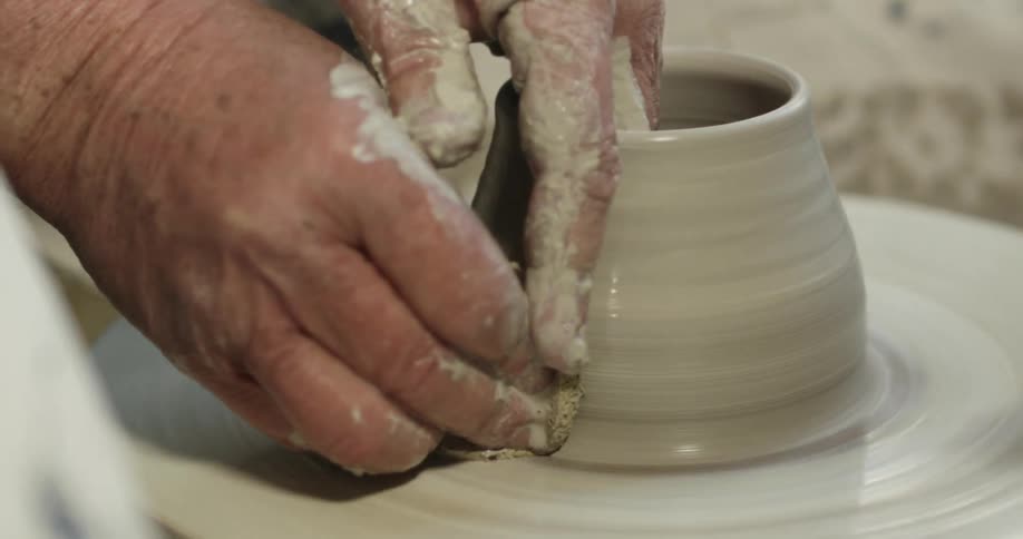 A bowl is being made
