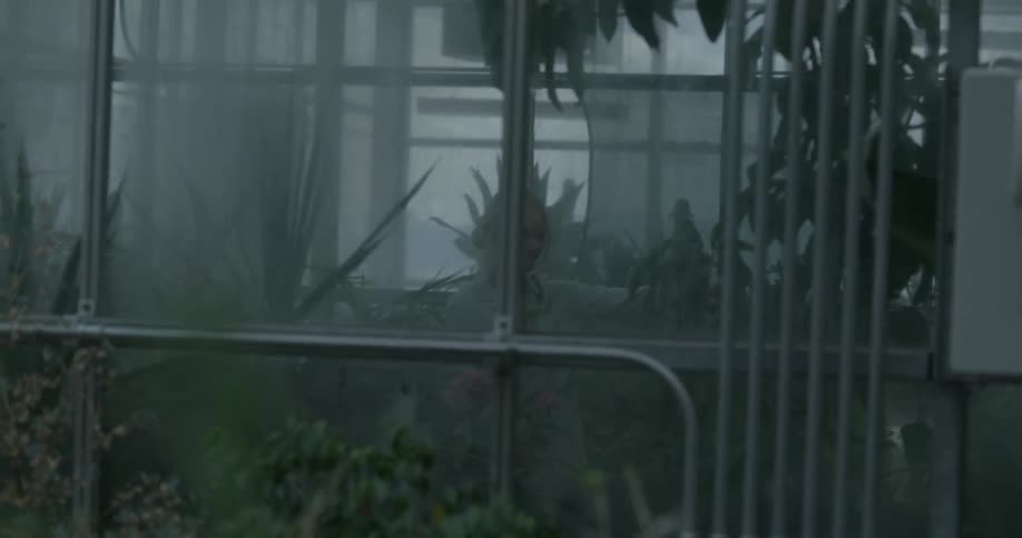 A woman is tending to her plants in a greenhouse