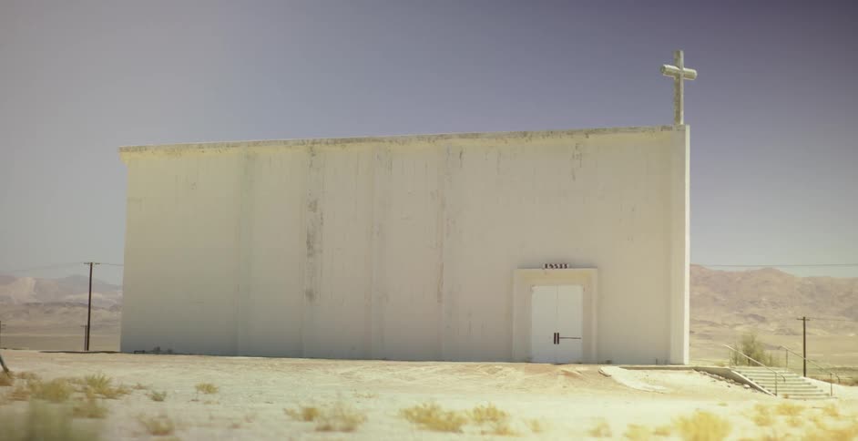 A large church in the middle of the desert