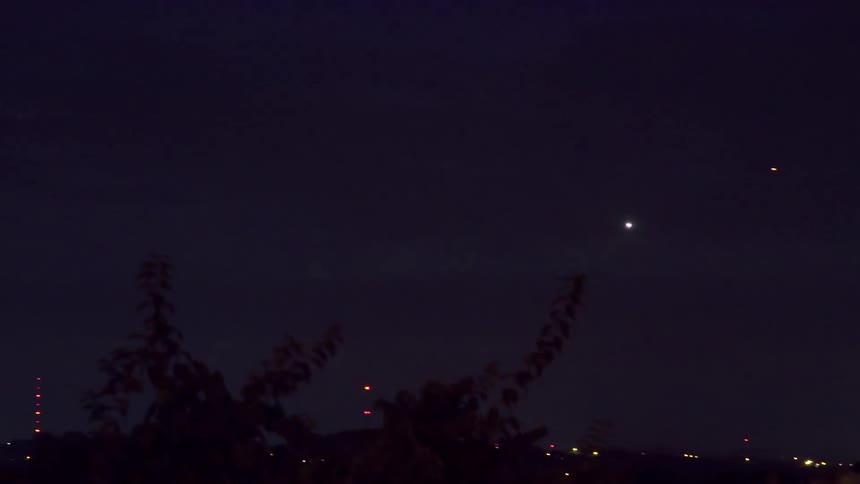 Lightning flashes in night sky