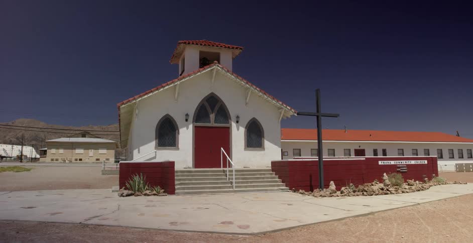 A red and white church building