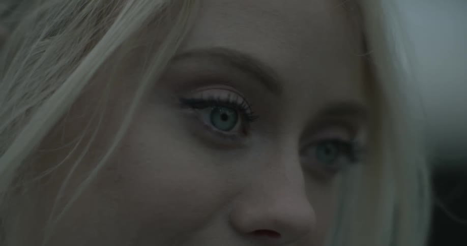 Woman stares and then blinks