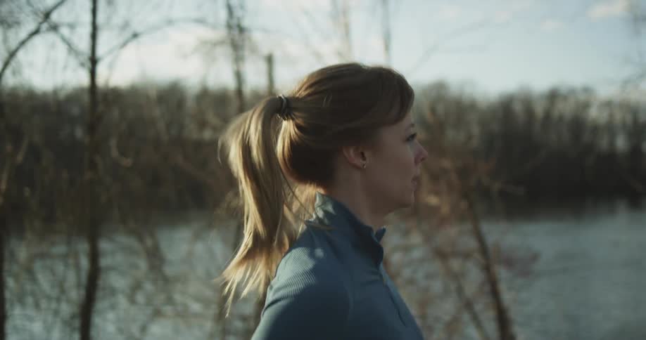 A woman jogging in the country