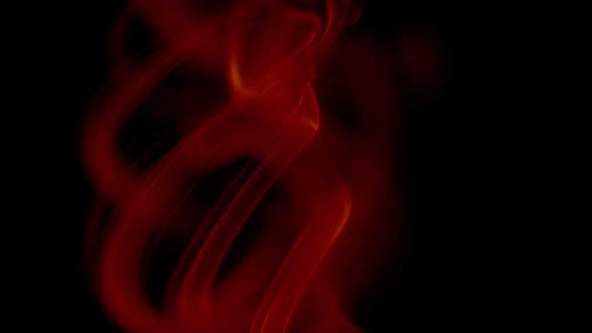 Swirls of red smoke intertwine in the dark
