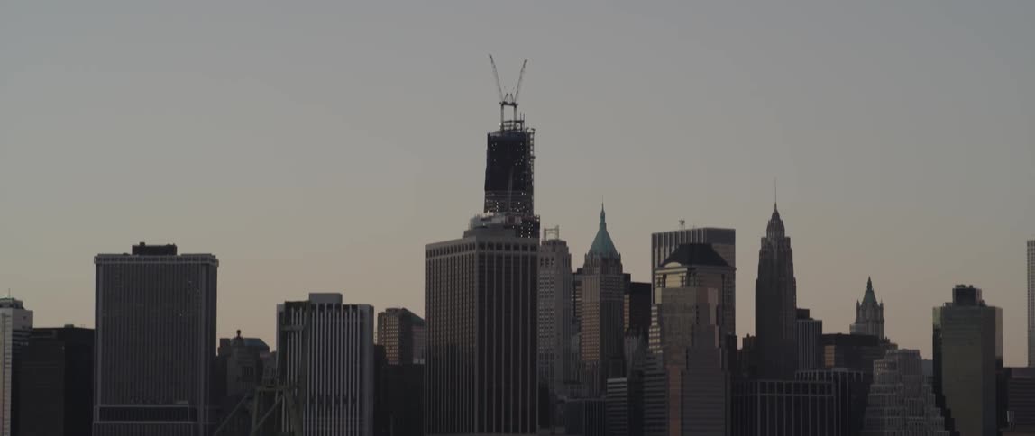 Panning down to look at a city skyline