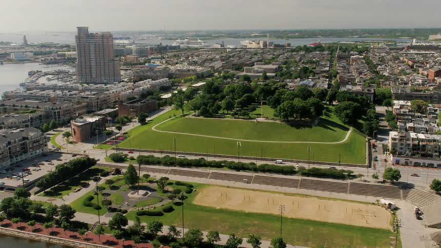 A big city is filmed from above