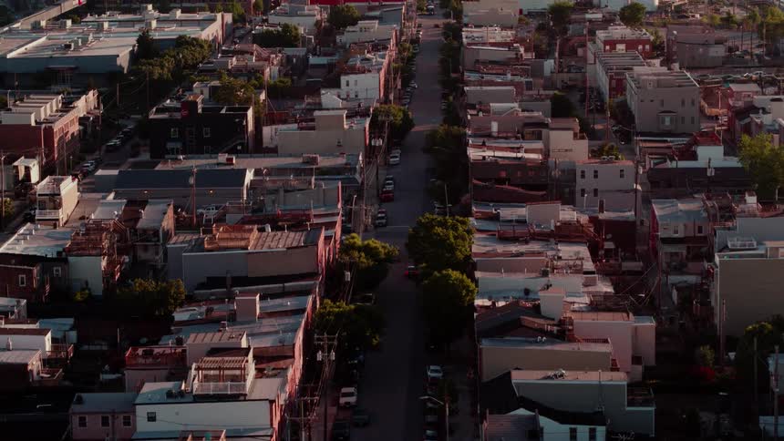 The town is calm at sunrise