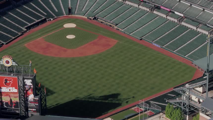 A baseball stadium sits empty