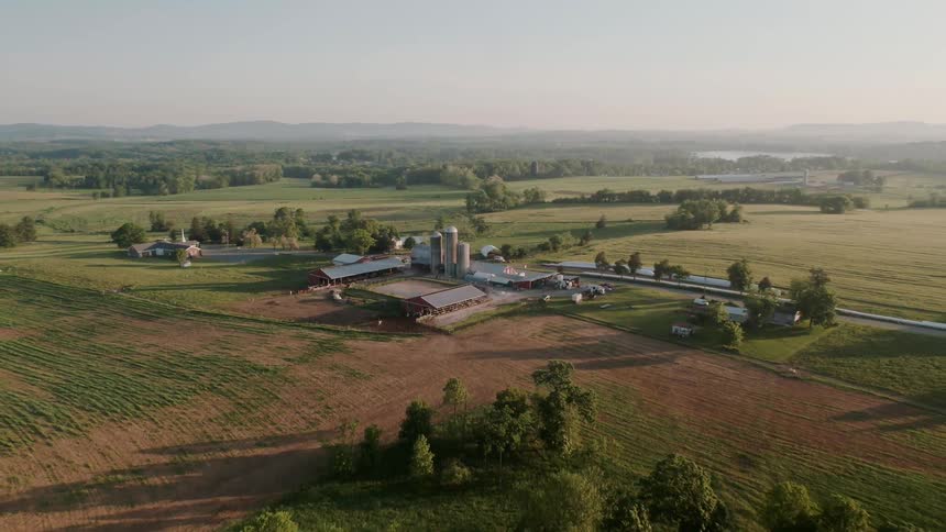 A farm in a field
