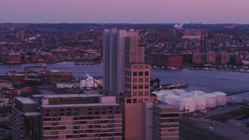 A huge city is filmed from above