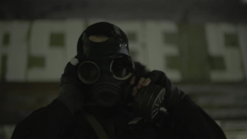 A person putting on a mask
