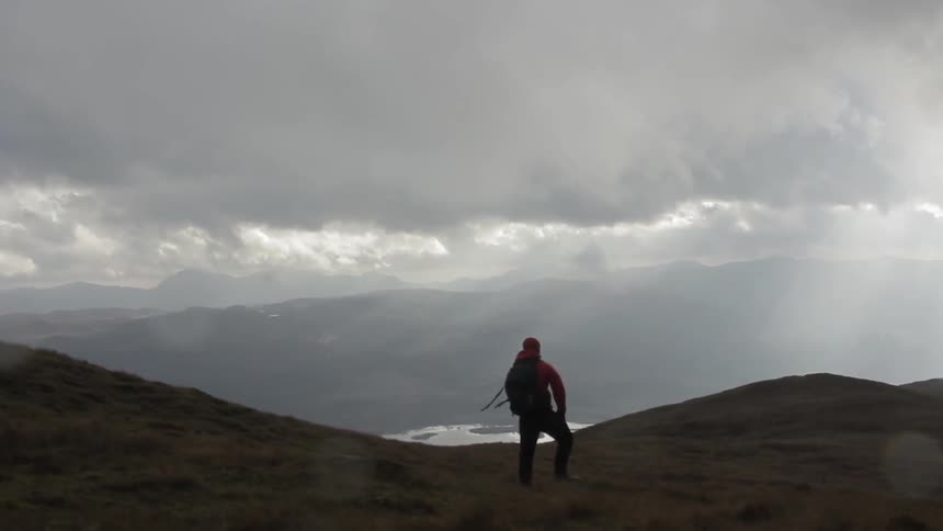 A person hiking in the mountains