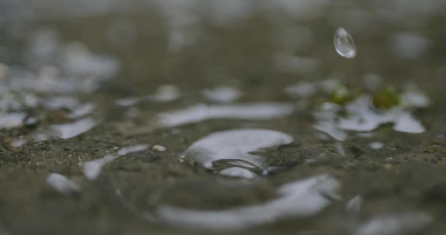 A water drop is splashing on the ground