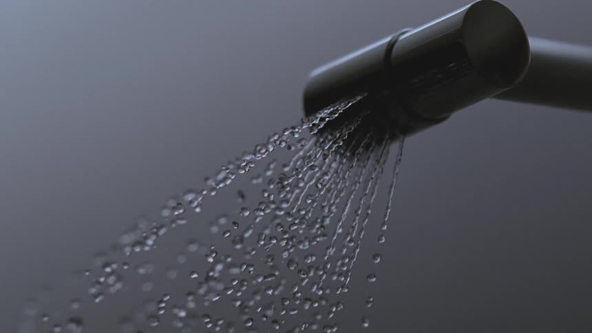 Water flows from a faucet