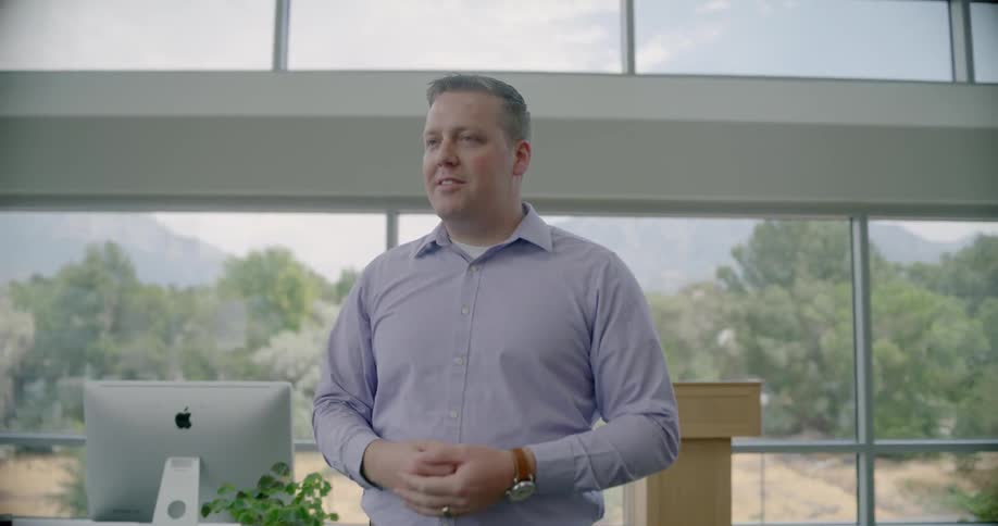 Man speaks in an office