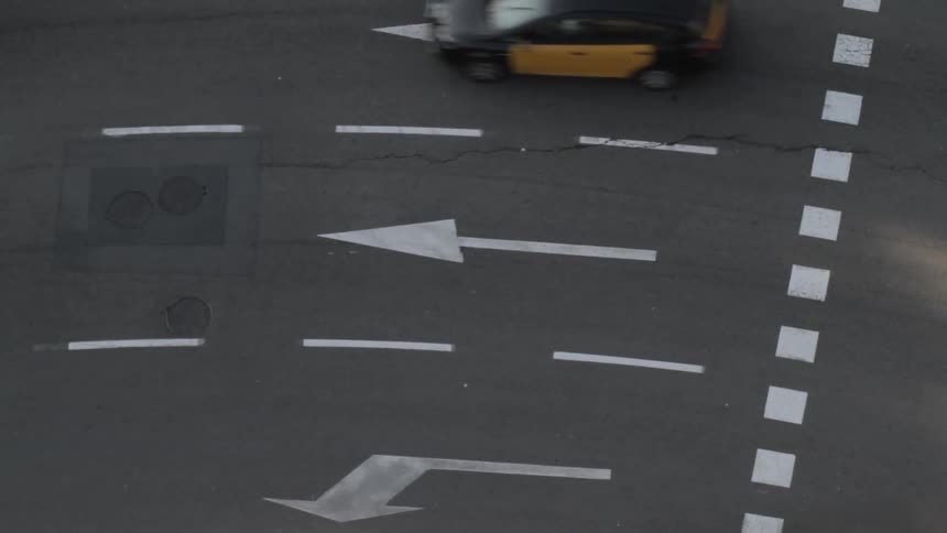 Cars driving on a turn around