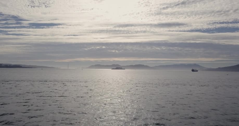 A ferry boat travels over the water