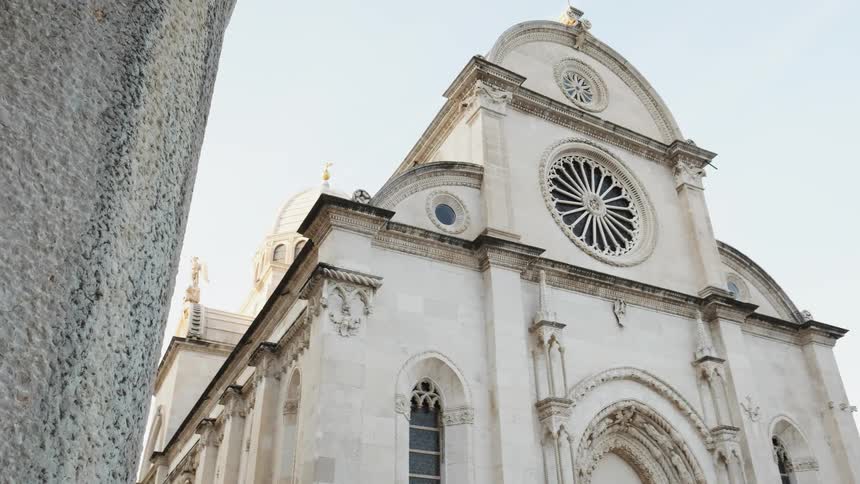 A stone church building