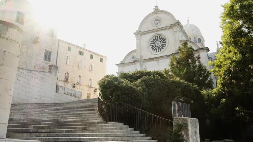 A church at the top of a stairway