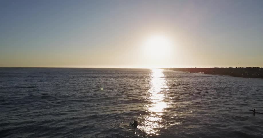 Bright sun shines on the lake