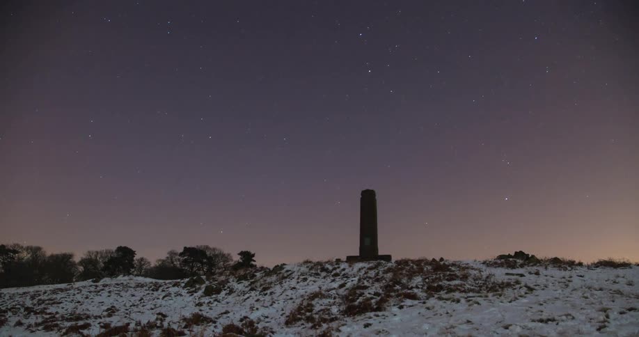 Time lapse of the night sky over a monument